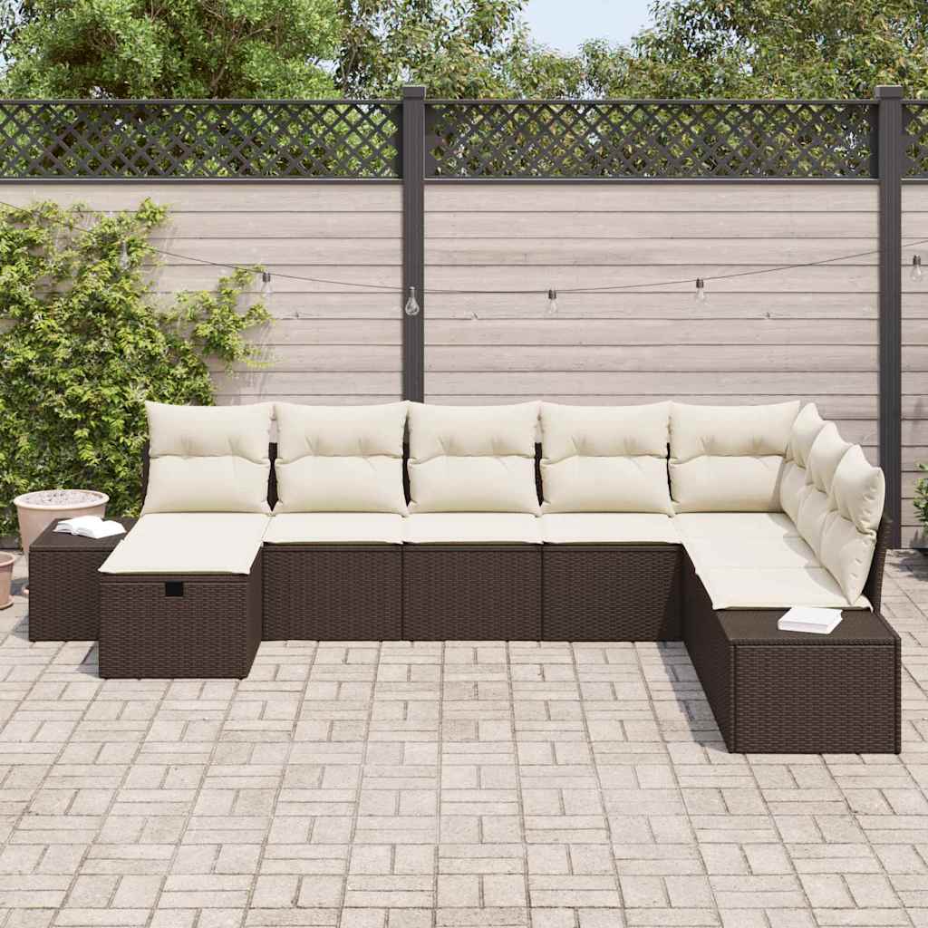 Garten-Sofa-Set mit Kissen 8 pcs Braun Poly Rattan